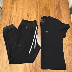 FIGS Women’s Scrub Set Zamora Jogger Pants Tall L & Katarina One Pocket Top Larg